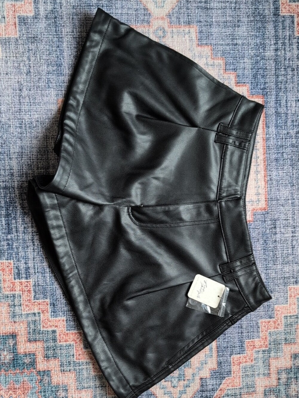 Free People Black Faux Leather High-Waist Women's Shorts
